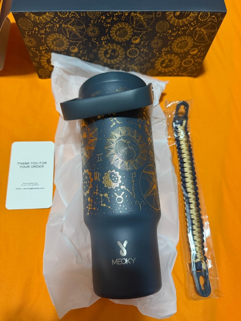 Meoky Navy tarot Travel Tumbler - Gold Constellation Design